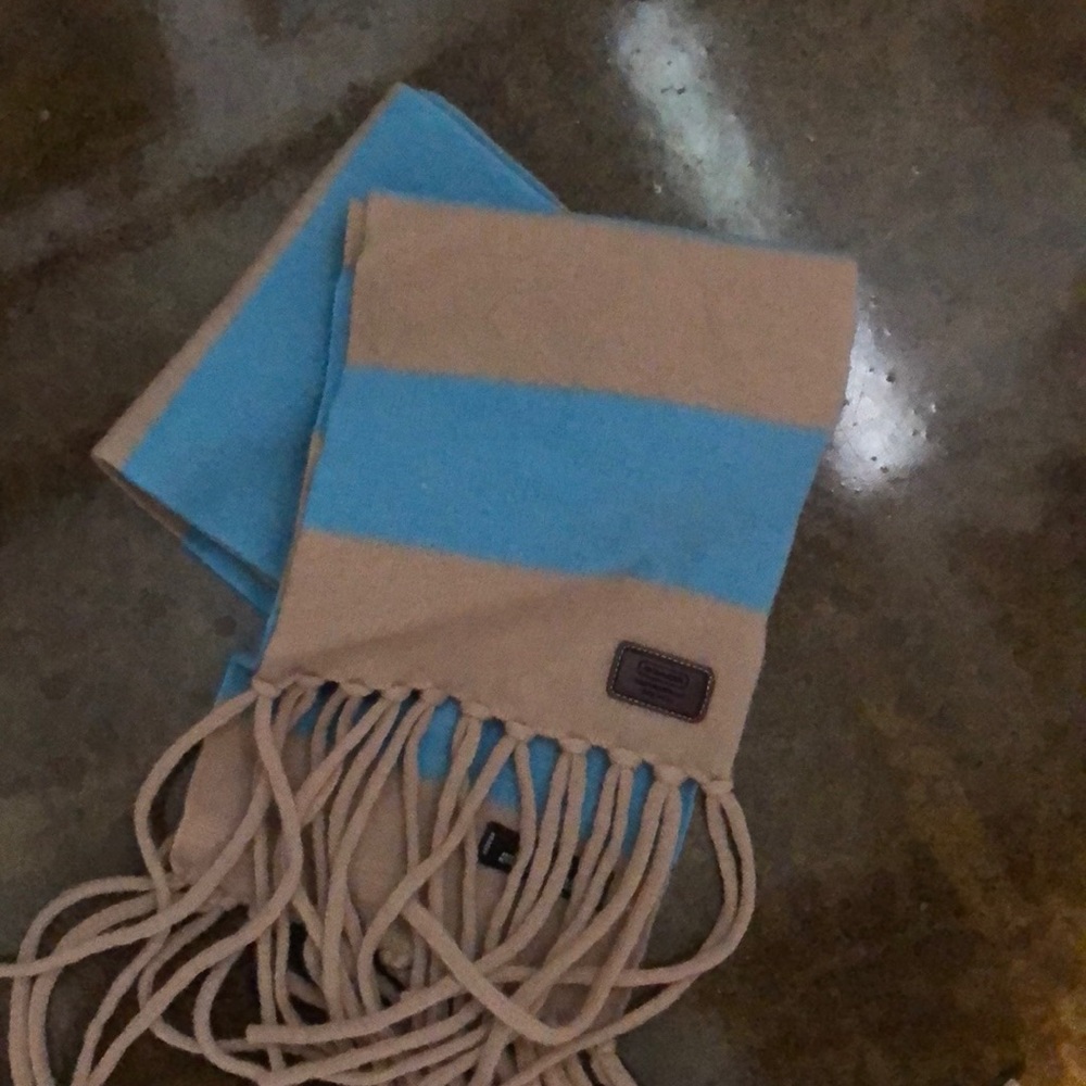 Authentic Coach wool scarf. Light blue, tan color